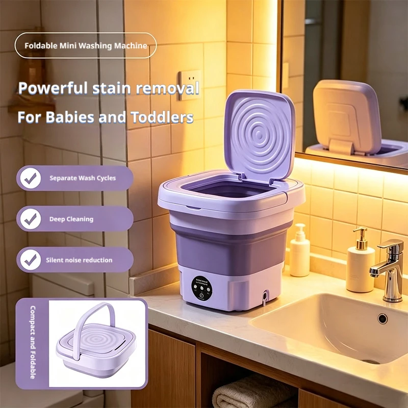 Baby Nursery Laundry Hamper - 9L Fold Mini Washing Machine Portable