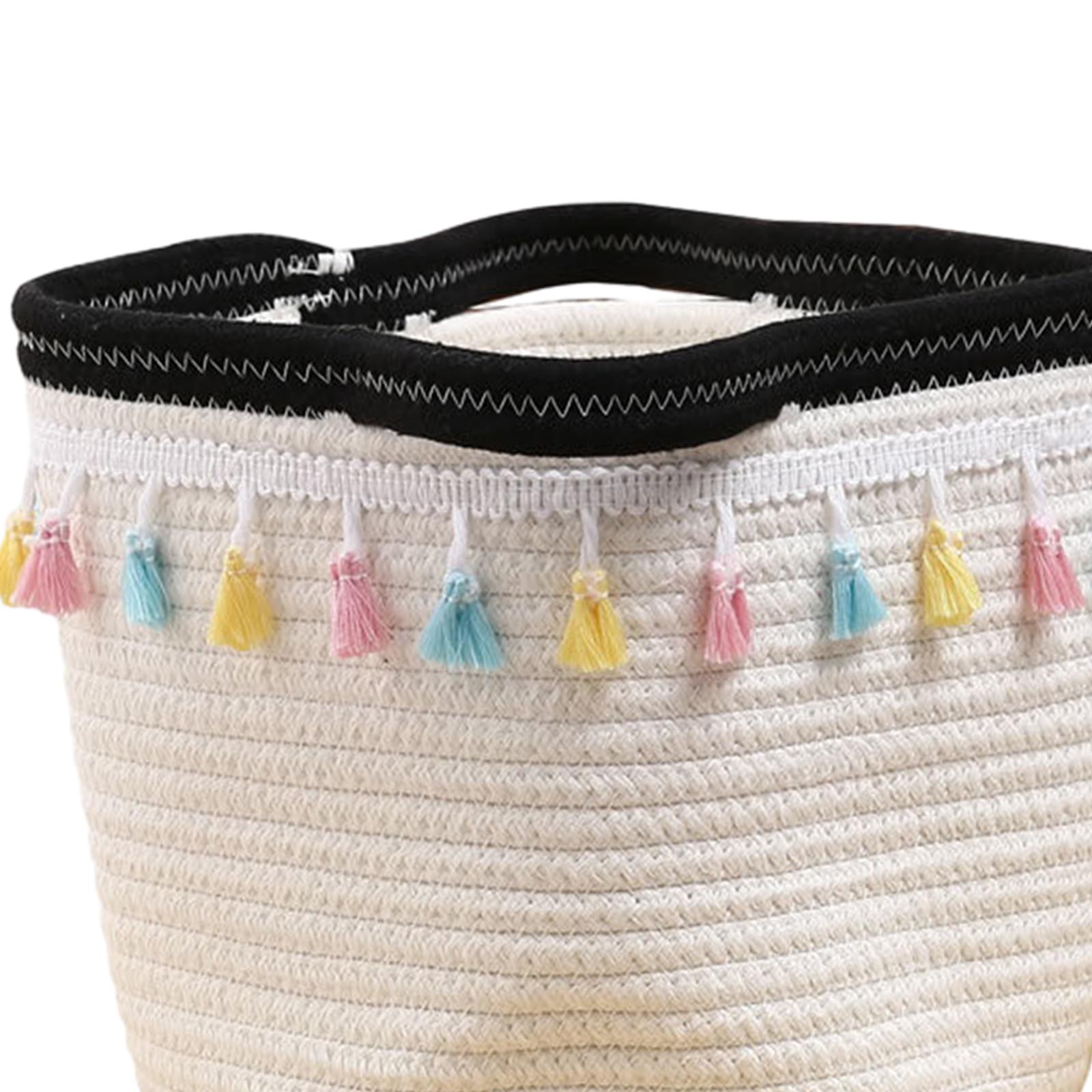 Baby Nursery Laundry Hamper - Foldable Cotton Rope Laundry Hamper Basket