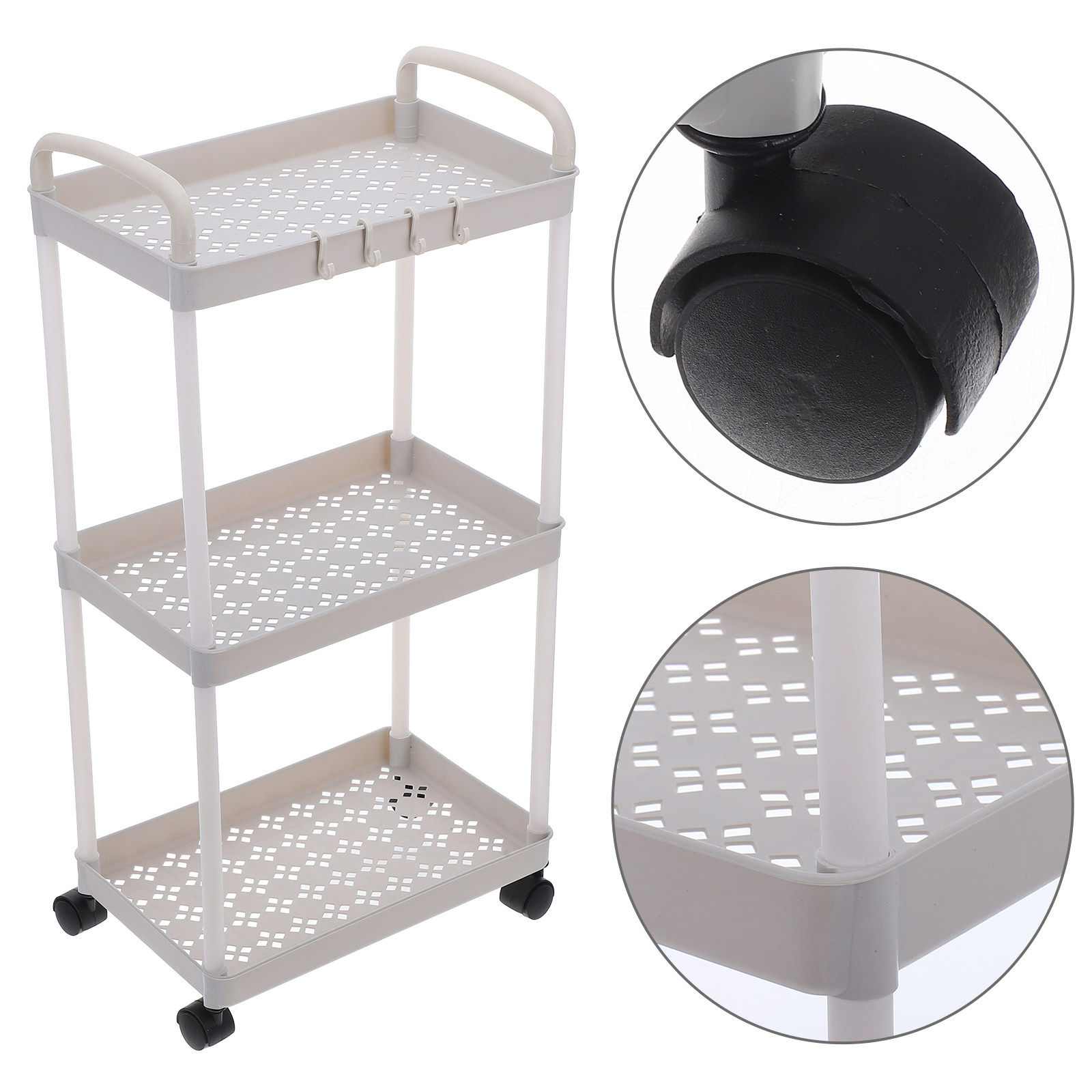 Baby Nursery Cart - 3 Tier Plastic Storage Cart Rolling