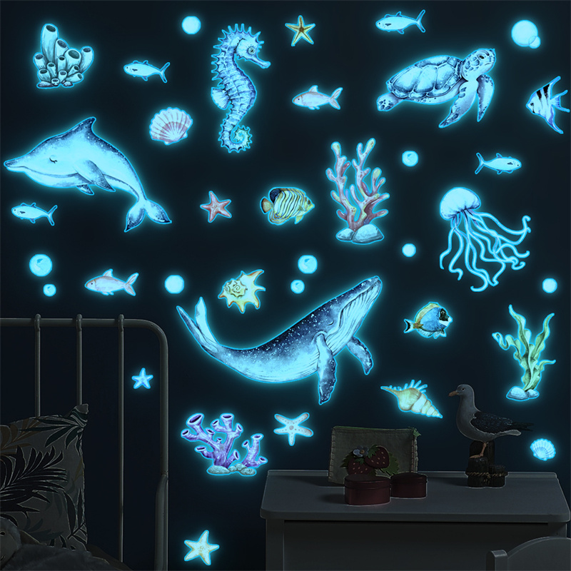 Baby Nursery Vinyl - Luminous Ocean Animal Wall Sticker For