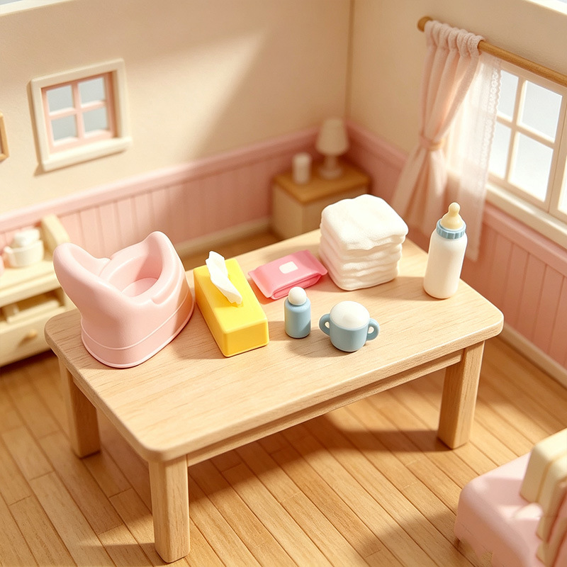 Baby Nursery Layout - 1:12 Dollhouse Mini Baby Supplies Set