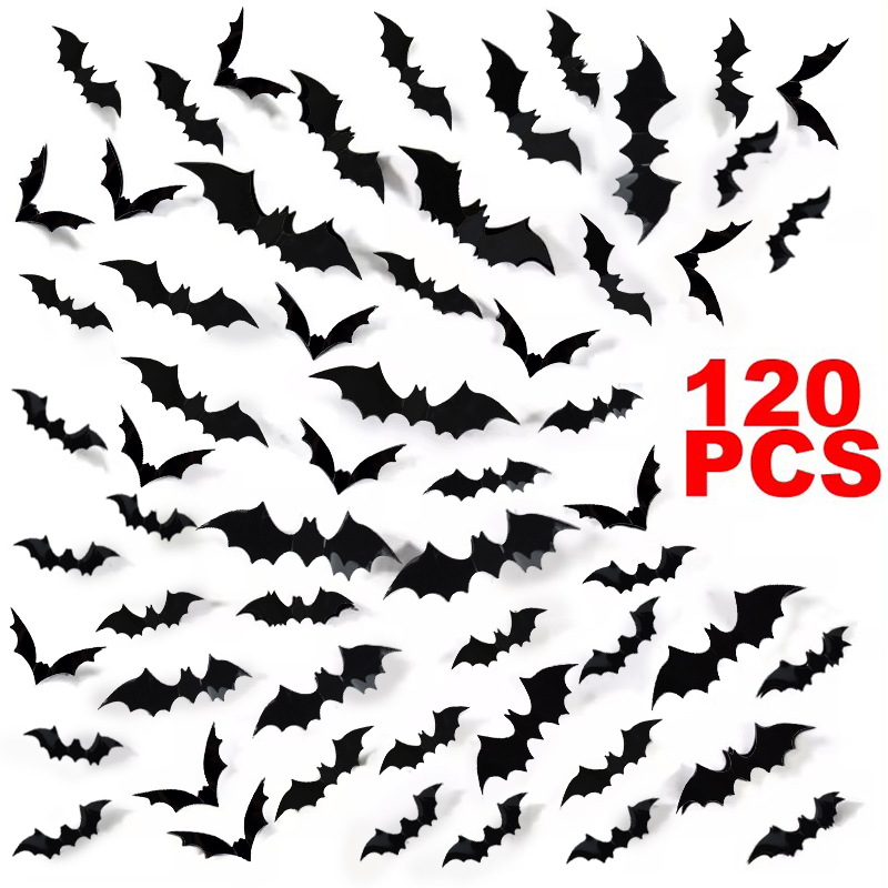 Baby Nursery Vinyl - 12-120Pcs 3D Black Bat Wall Stickers