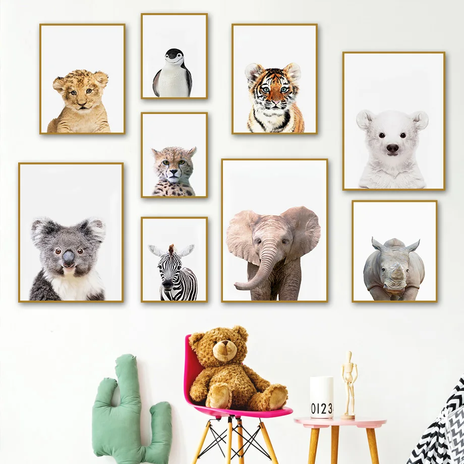 Large-sized 1pc frameless Canv - огляд і ціна Baby Nursery Zoo Animals
