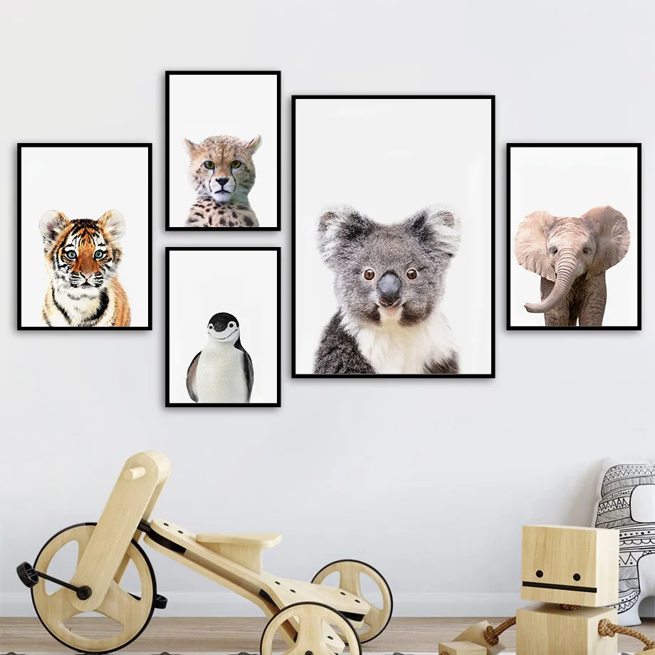 Large-sized 1pc frameless Canv - огляд і ціна Baby Nursery Zoo Animals