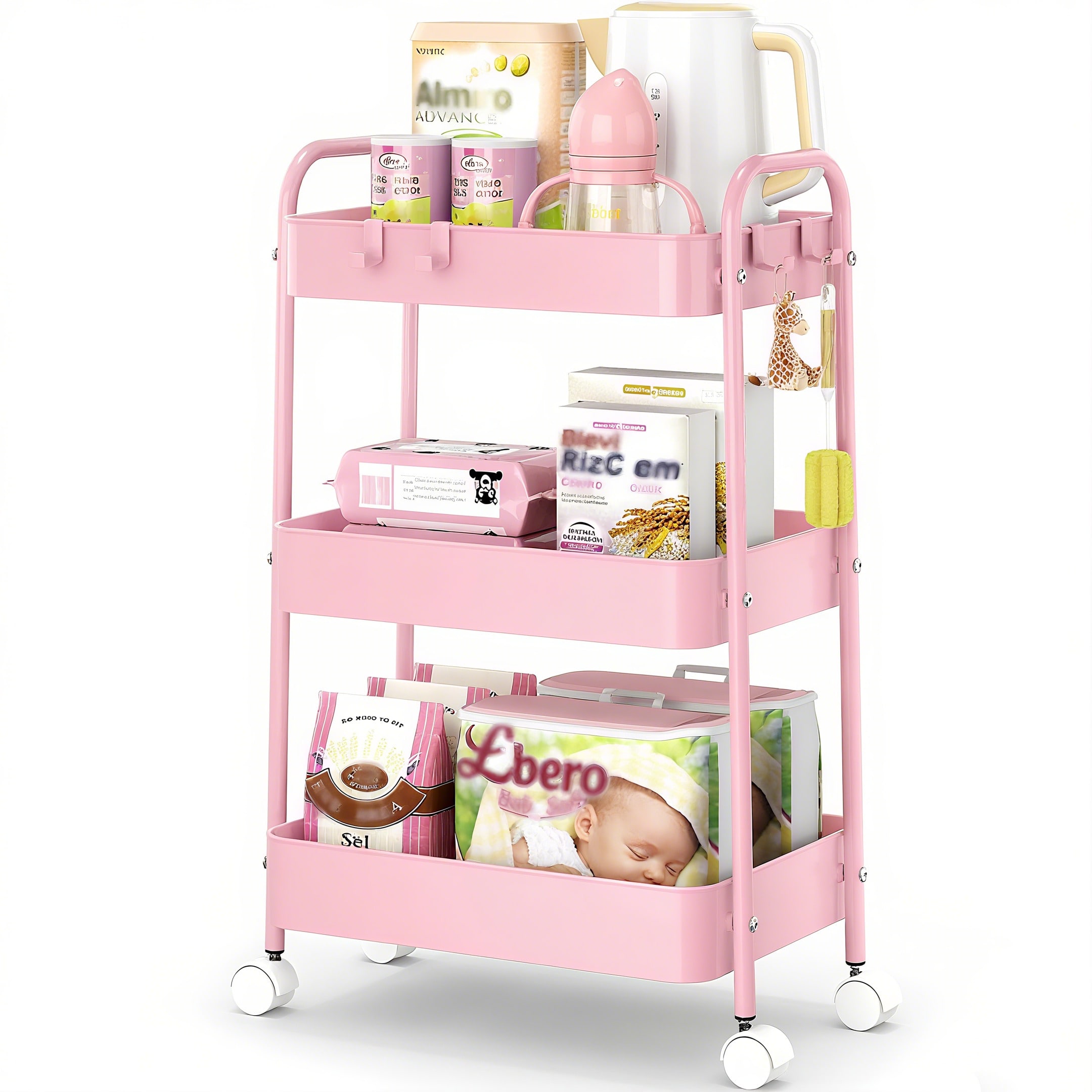 3 Tier Metal Rolling Cart With - огляд і ціна Baby Nursery Cart