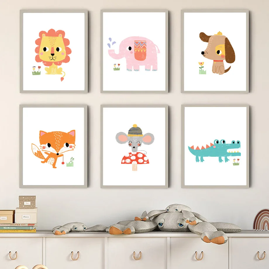 Large-sized 1pc frameless Canv - огляд і ціна Baby Nursery Zoo Animals