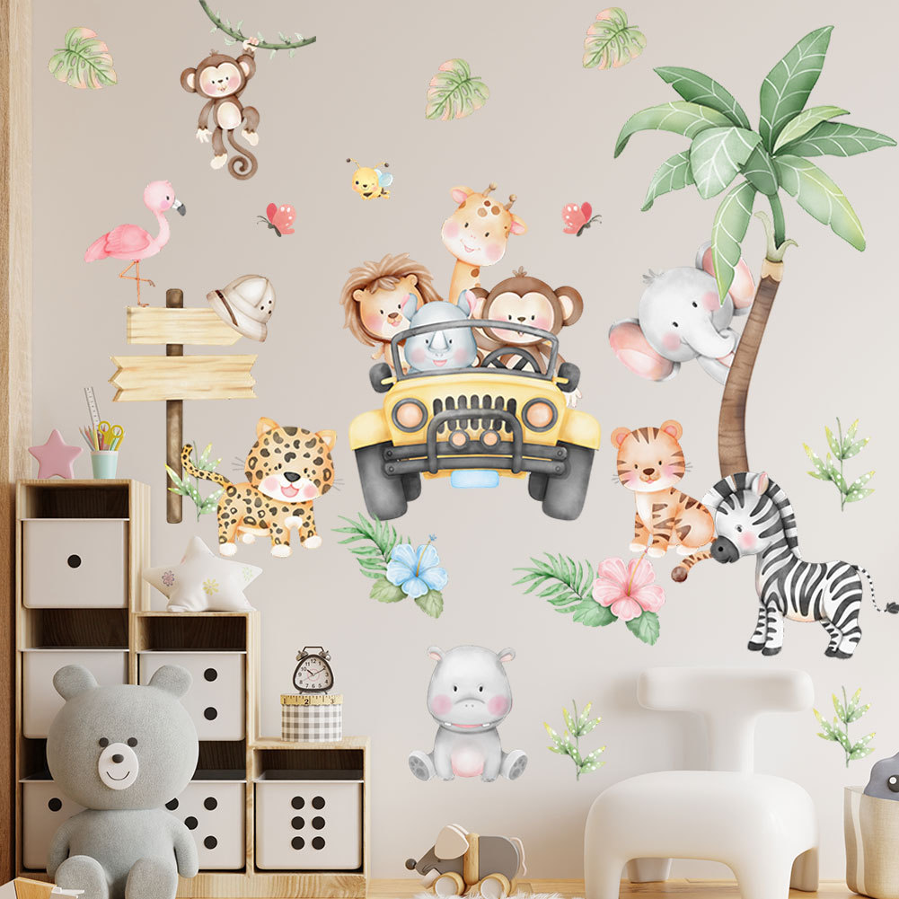 kids room cartoon elephant gir - огляд і ціна Baby Nursery Zoo Animals