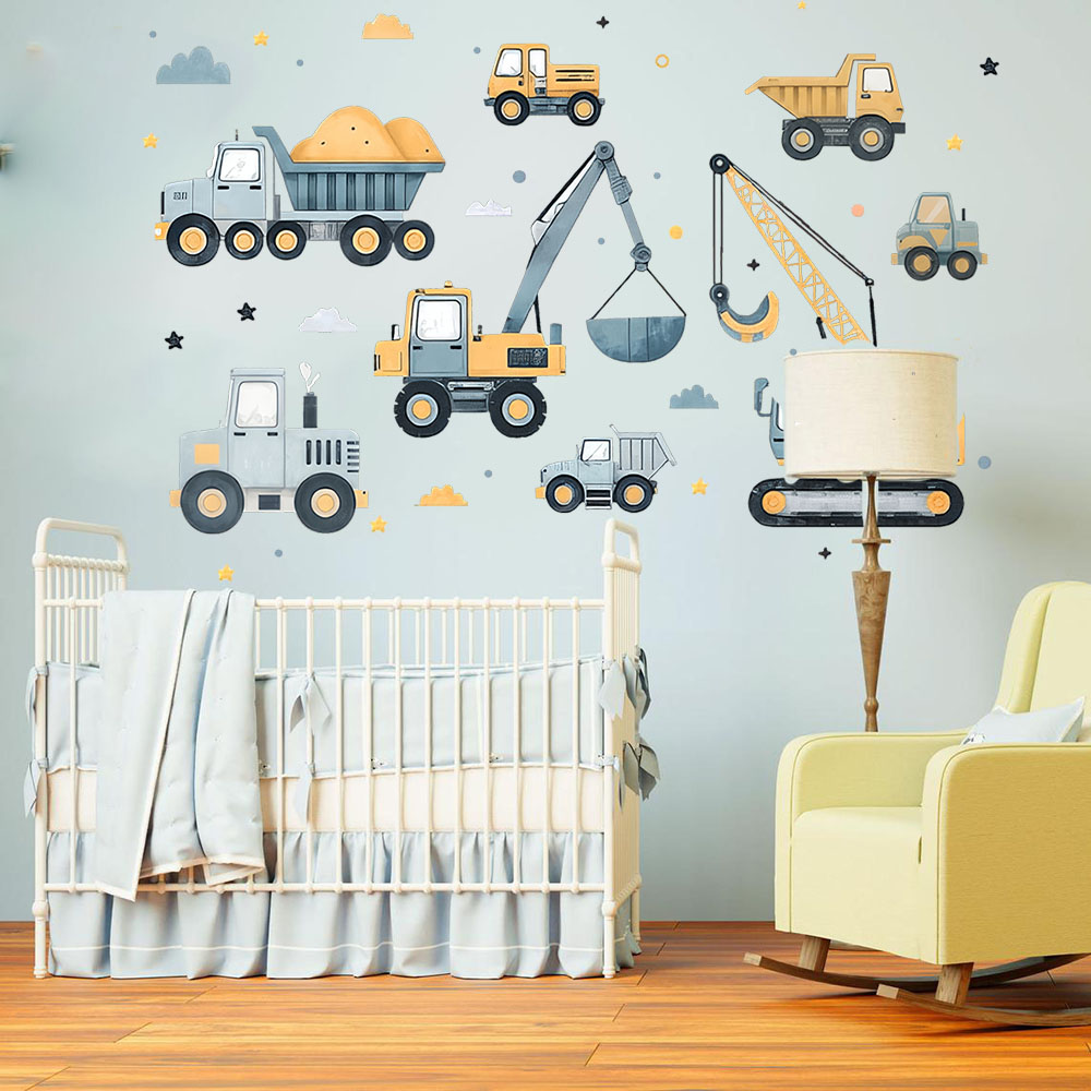 Cartoon Excavator Vehicles Set - огляд і ціна Baby Nursery Vinyl