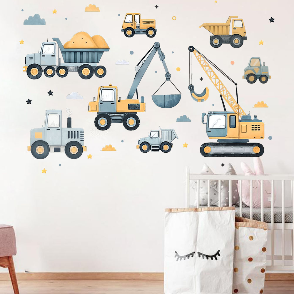 Cartoon Excavator Vehicles Set - огляд і ціна Baby Nursery Vinyl