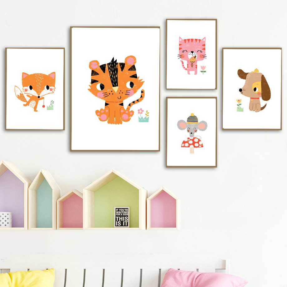 1pc frameless Canvas Painting  - огляд і ціна Baby Nursery Zoo Animals