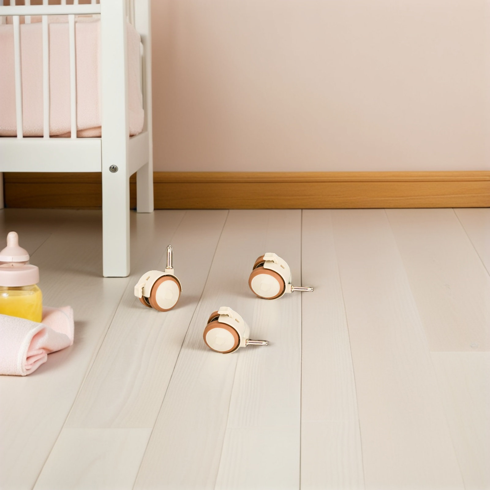 4Pcs Baby Cot Wheels Rubber Sw - огляд і ціна Baby Nursery Cart
