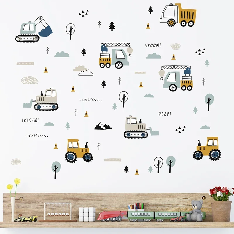 Hand Drawn Cute Cars Cargo Tru - огляд і ціна Baby Nursery Vinyl