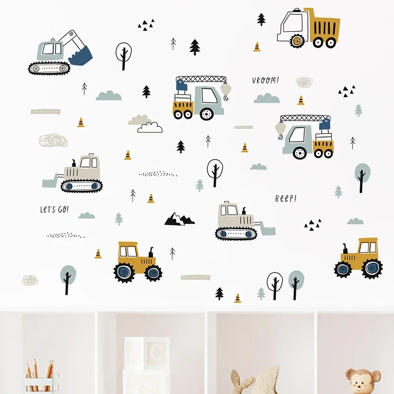 Hand Drawn Cute Cars Cargo Tru - огляд і ціна Baby Nursery Vinyl