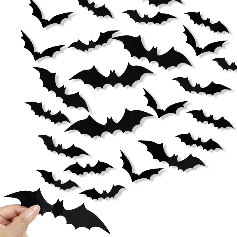 12-120Pcs 3D Black Bat Wall St - огляд і ціна Baby Nursery Vinyl