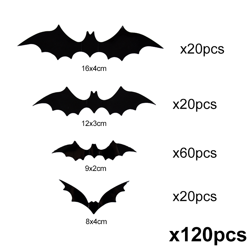 12-120Pcs 3D Black Bat Wall St - огляд і ціна Baby Nursery Vinyl